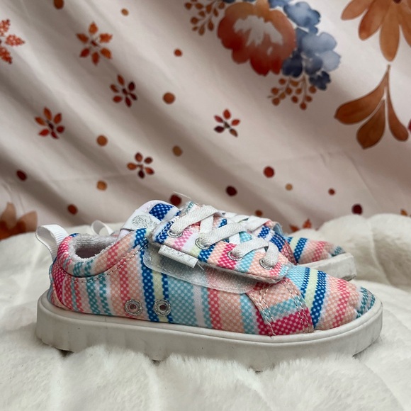 Roxy Other - Roxy Sheilahh Toddler Girl 9 Pink Blue Stripe Spring Casual Cali Surfer Sneakers